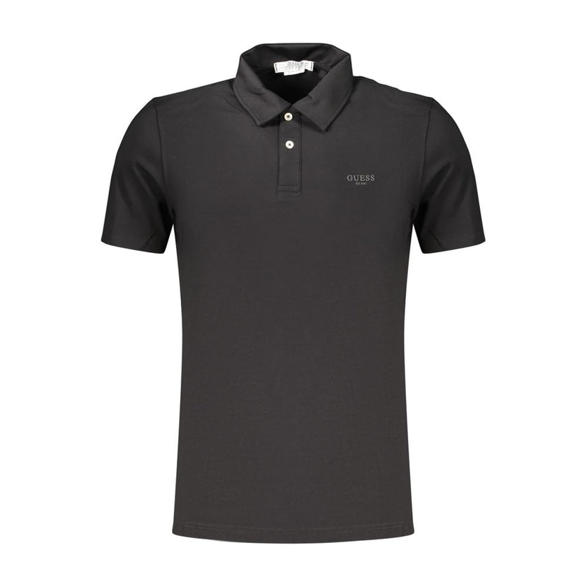 Guess Jeans Schwarzes Baumwoll-Poloshirt für Herren