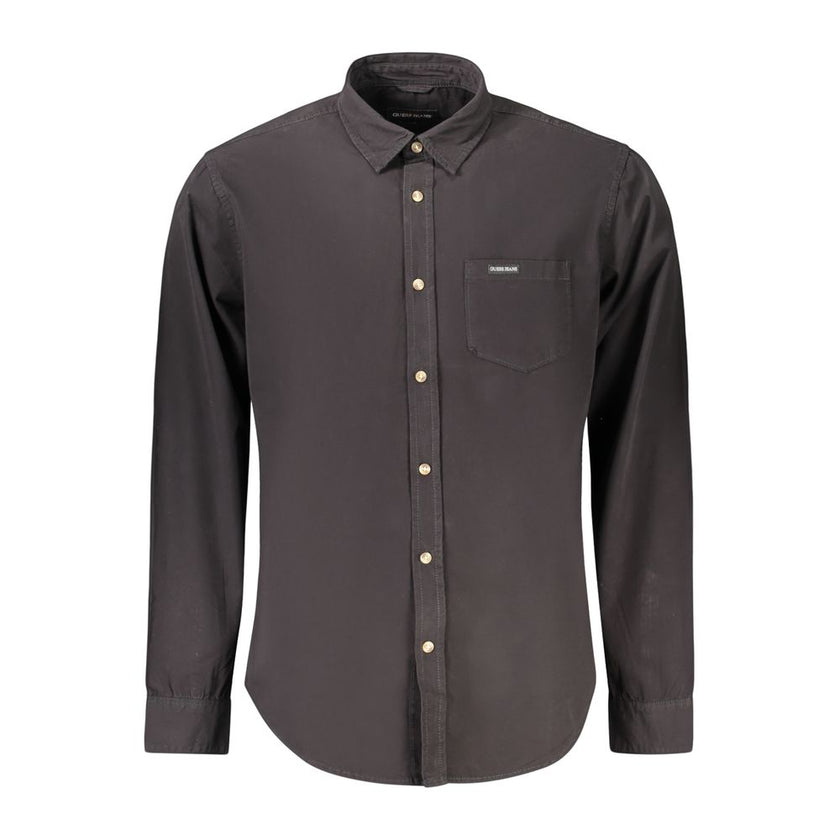 Guess Jeans Schwarzes Baumwollhemd für Herren