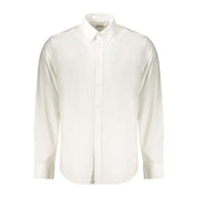 Guess Jeans weißes Herrenhemd aus 100% Baumwolle mit Button-Down-Kragen und gesticktem Logo