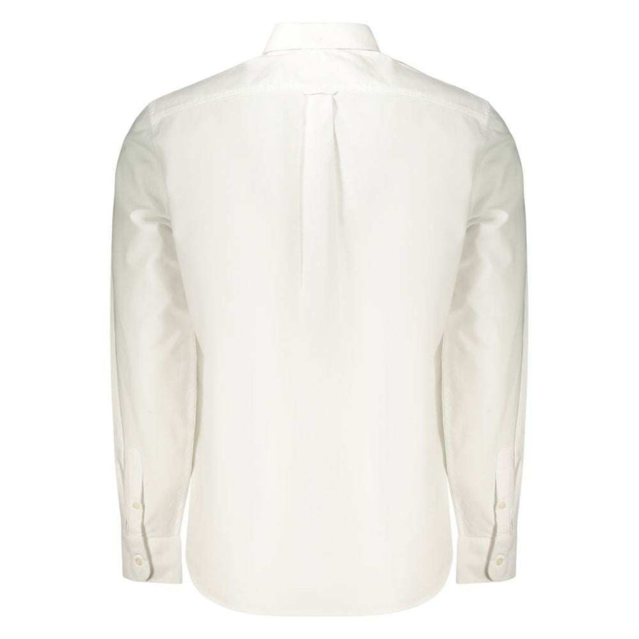 Guess Jeans weißes Herrenhemd aus 100% Baumwolle mit Button-Down-Kragen und gesticktem Logo