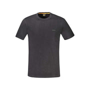 Hugo Boss schwarzes Baumwoll-T-Shirt für Herren mit Logo und Rundhalsausschnitt
