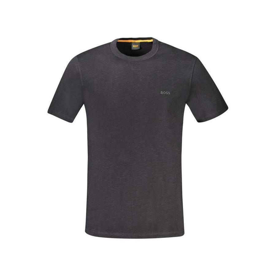 Hugo Boss schwarzes Baumwoll-T-Shirt für Herren mit Logo und Rundhalsausschnitt