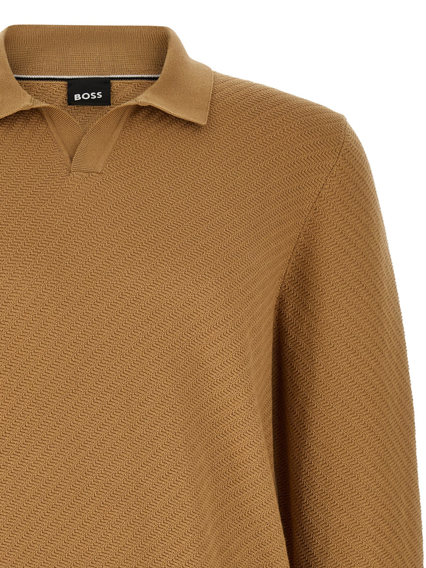 Hugo Boss Braunes Baumwoll-Polohemd