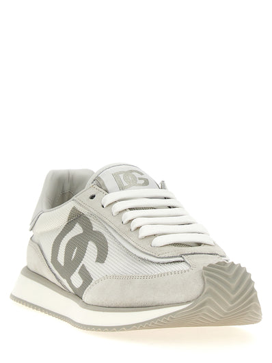 Dolce & Gabbana Graue Kalbsleder-Low-Top-Sneaker