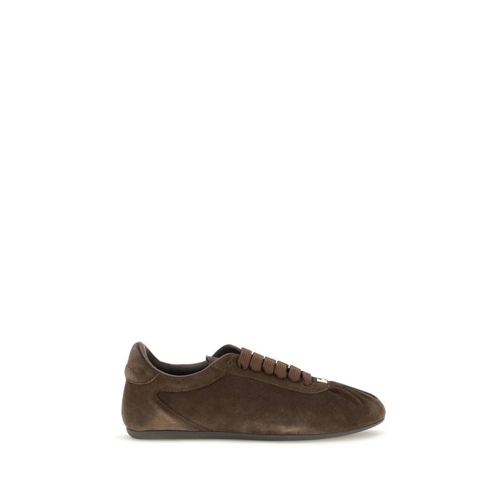 Dolce & Gabbana Brown Low-Top Suede Sneakers