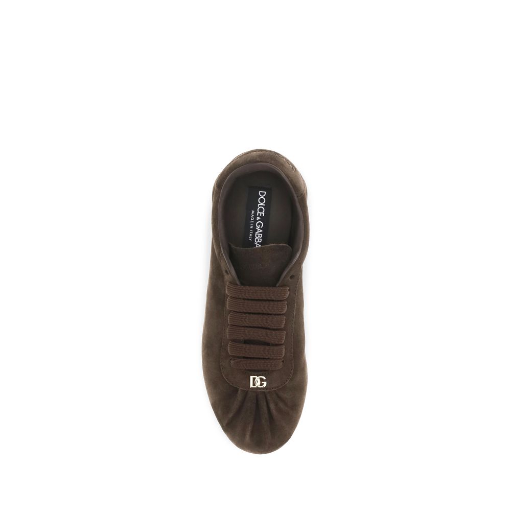 Dolce & Gabbana Brown Low-Top Suede Sneakers
