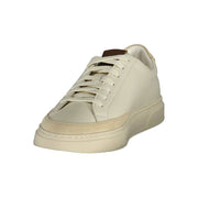 Hugo Boss Bianco Pelle Uomo weißer Sneaker mit beige Kontrasten und Leder-Polyester-Mischung