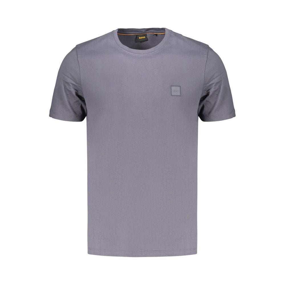 Hugo Boss blaues Baumwoll-T-Shirt für Herren mit Rundhalsausschnitt und Logo-Applikation