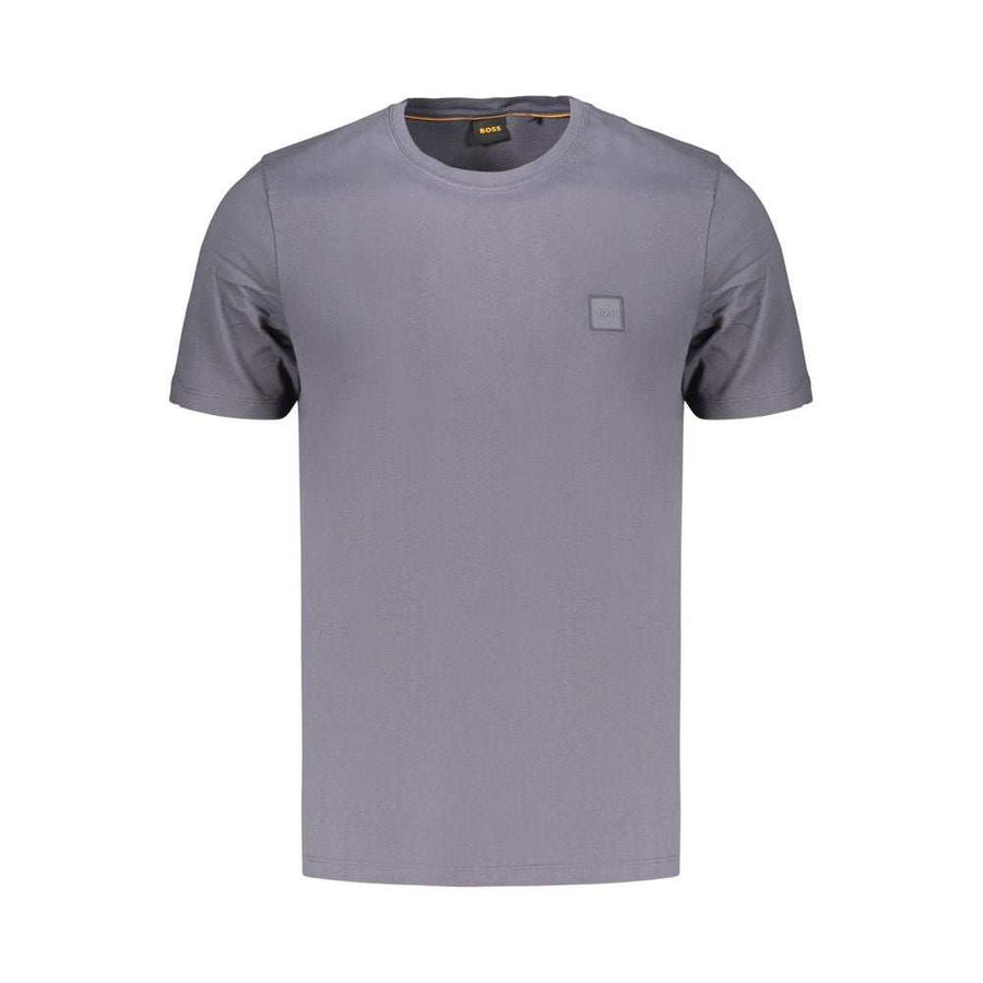 Hugo Boss blaues Baumwoll-T-Shirt für Herren mit Rundhalsausschnitt und Logo-Applikation