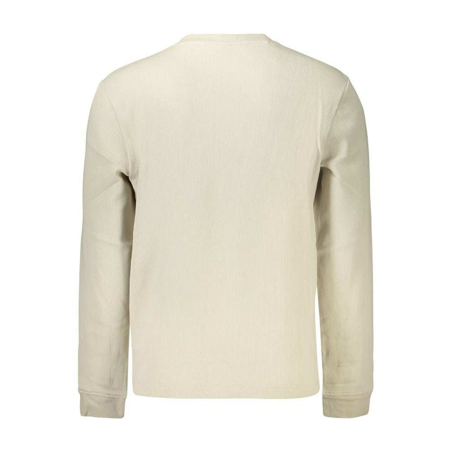 Hugo Boss beige Baumwollhemd für Herren mit langärmeligem Rundhalsausschnitt und elegantem Logo-Design