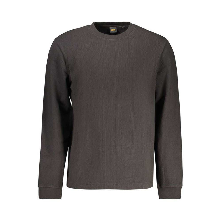 Hugo Boss schwarzes Baumwollhemd für Herren mit Logo und Rundhalsausschnitt
