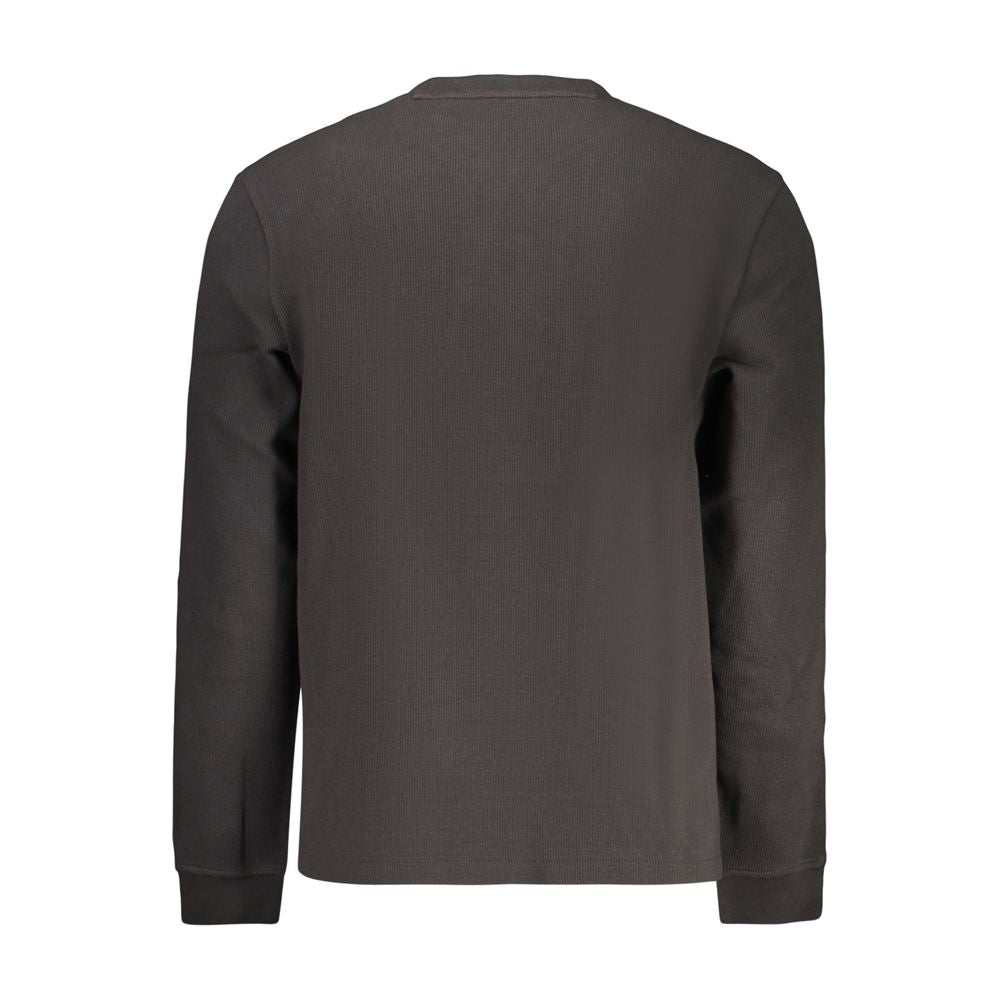 Hugo Boss schwarzes Baumwollhemd für Herren mit Logo, langärmlig und Rundhalsausschnitt