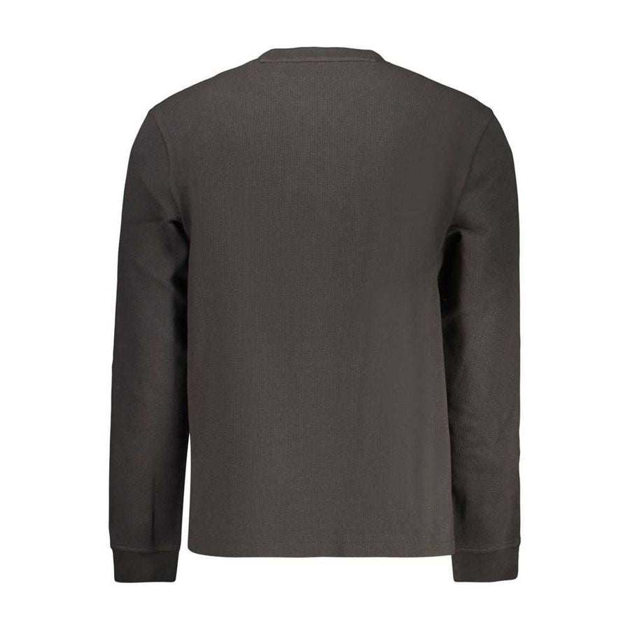 Hugo Boss schwarzes Baumwollhemd für Herren mit Logo, langärmlig und Rundhalsausschnitt