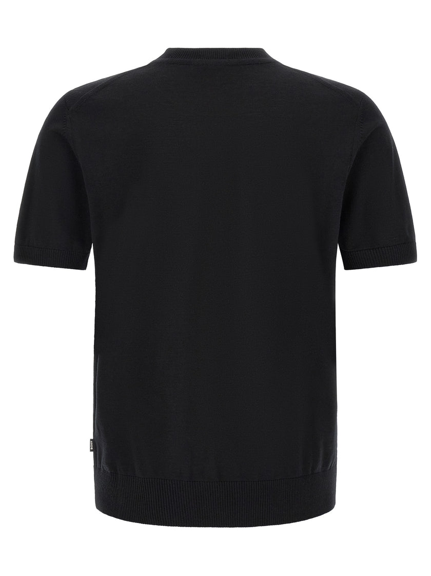 Hugo Boss Schwarzes T-Shirt aus reiner Schurwolle