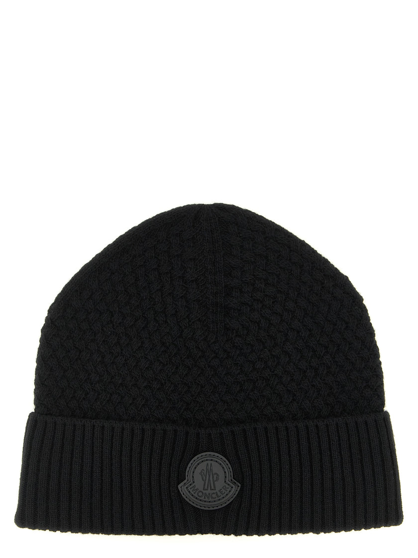 Moncler Schwarze Leder-Beanie