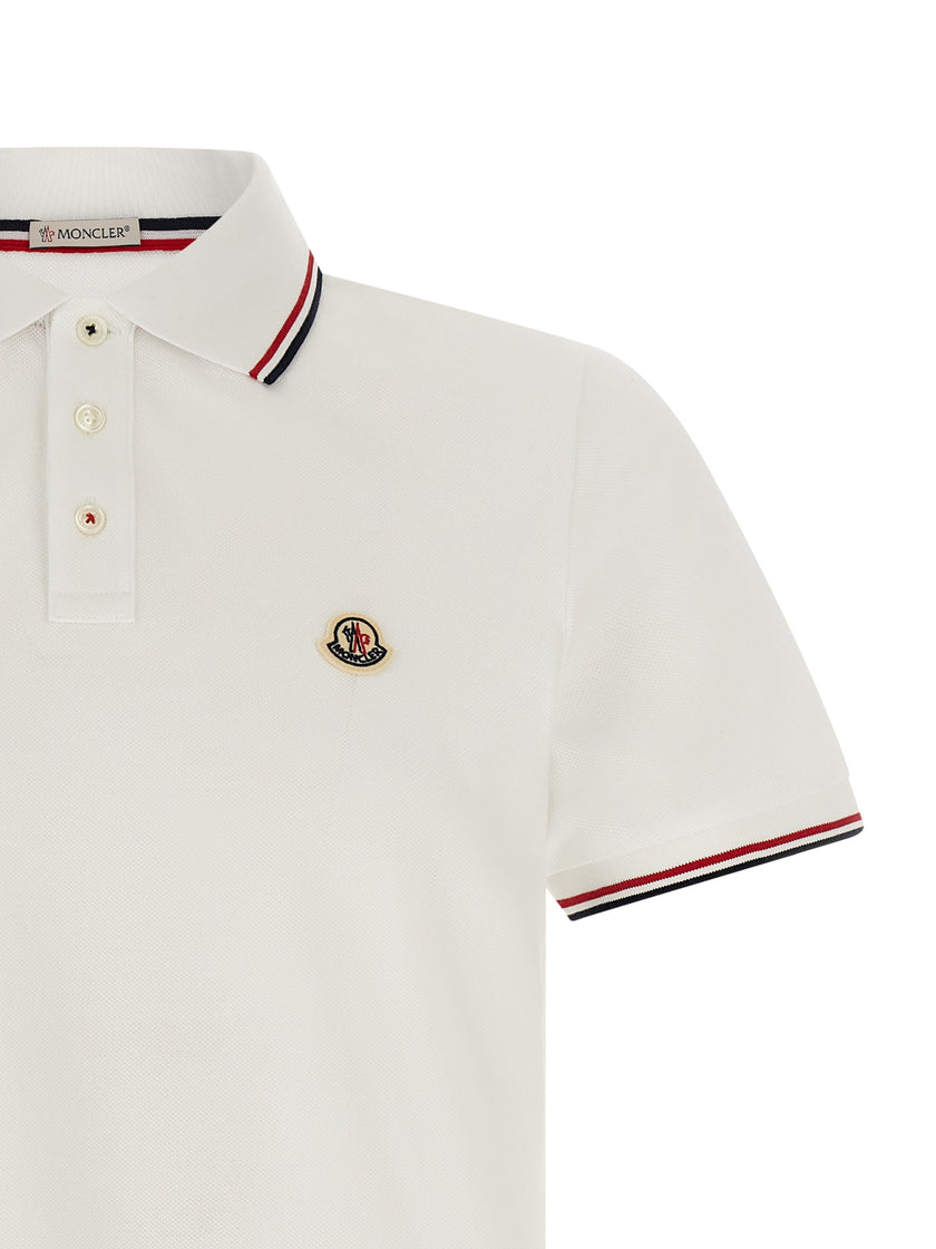 Moncler Weißes Poloshirt aus Baumwolle