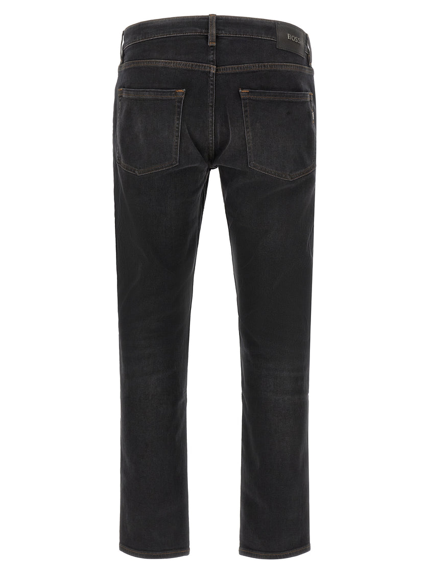 Hugo Boss Schwarze Baumwoll-Jeans mit geradem Bein
