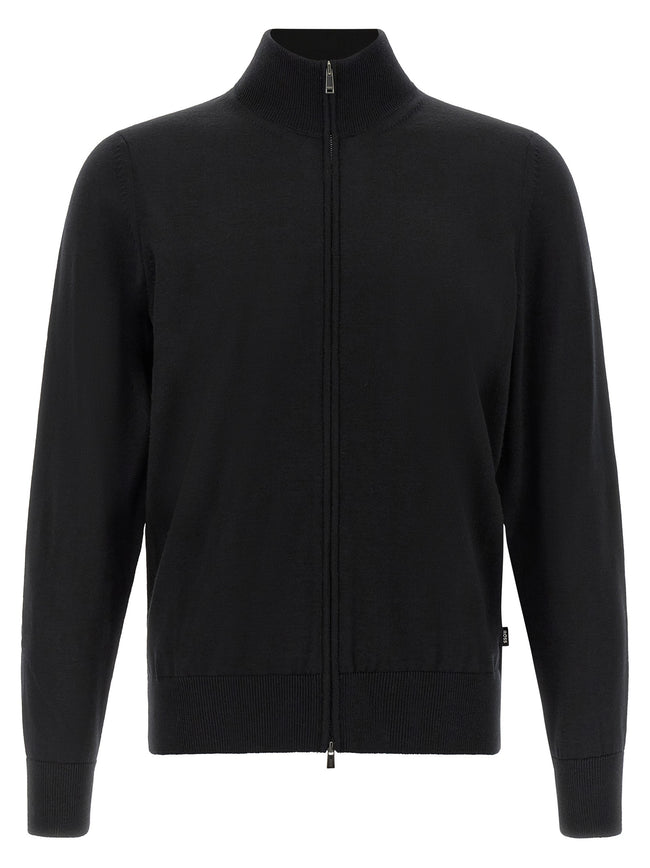 Hugo Boss Schwarzer Cardigan aus Schurwolle