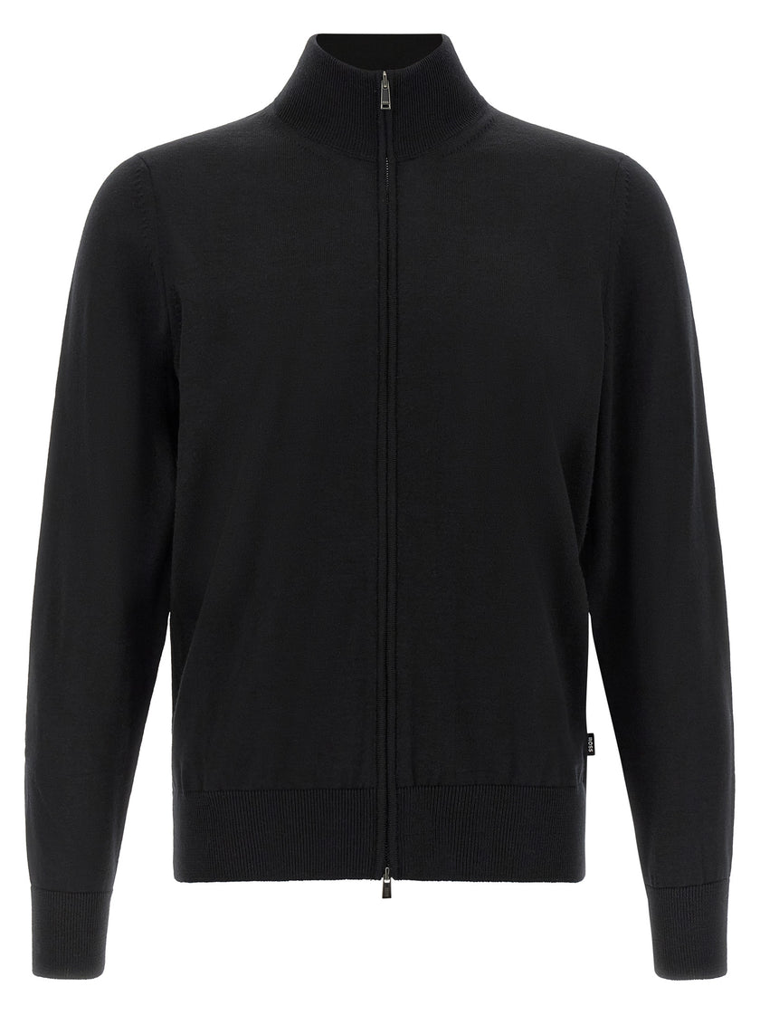 Hugo Boss Schwarzer Cardigan aus Schurwolle