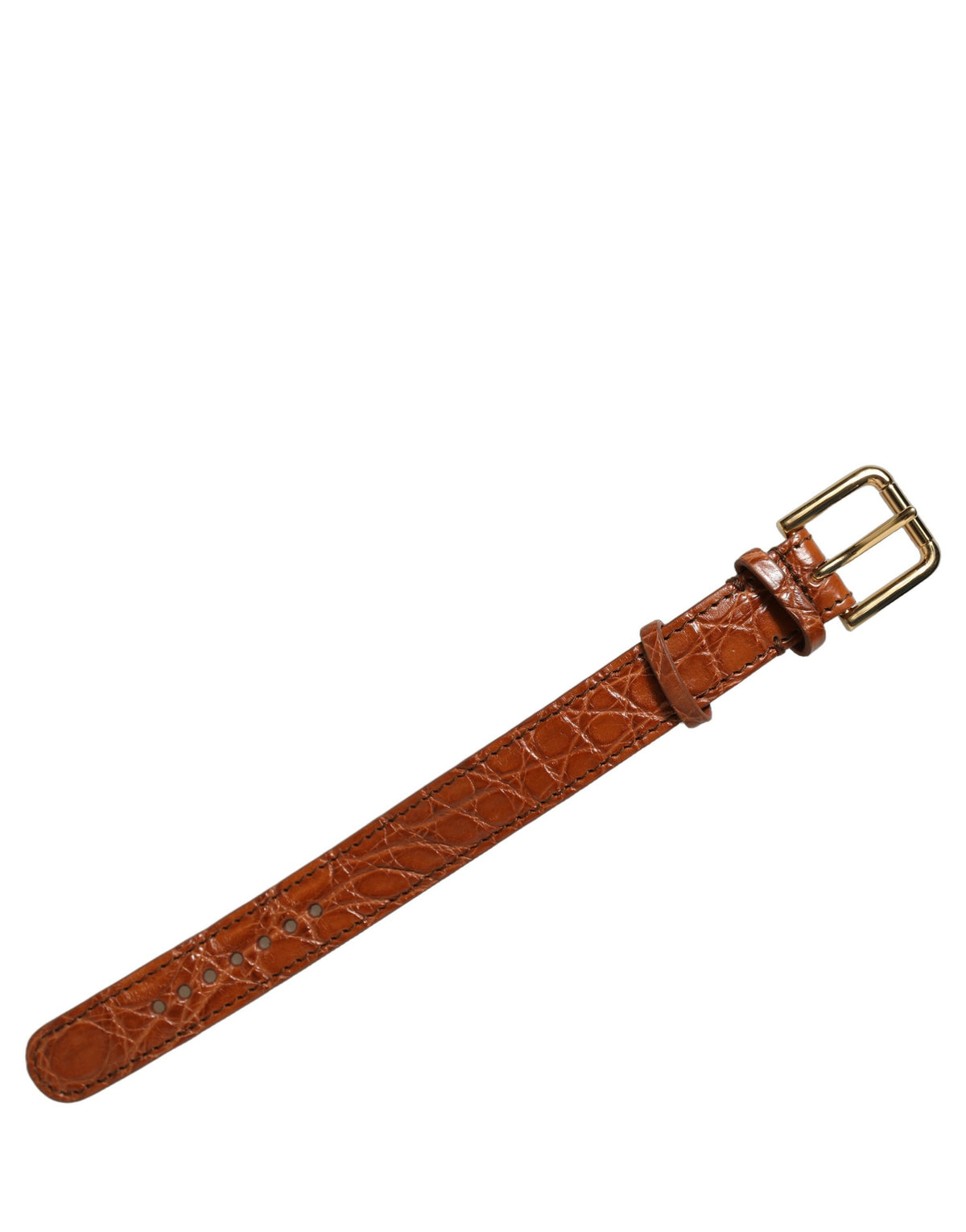 Dolce & Gabbana Brown Textured Leather Bracelet with Gold Buckle
