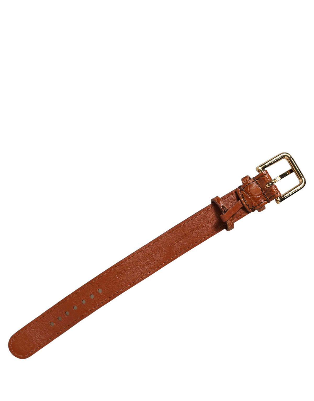 Dolce & Gabbana Brown Textured Leather Bracelet with Gold Buckle