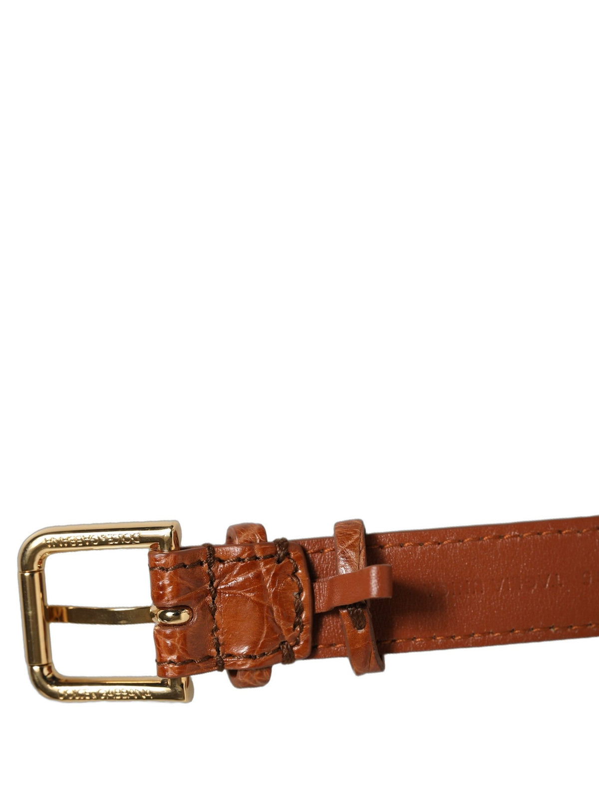 Dolce & Gabbana Brown Textured Leather Bracelet with Gold Buckle