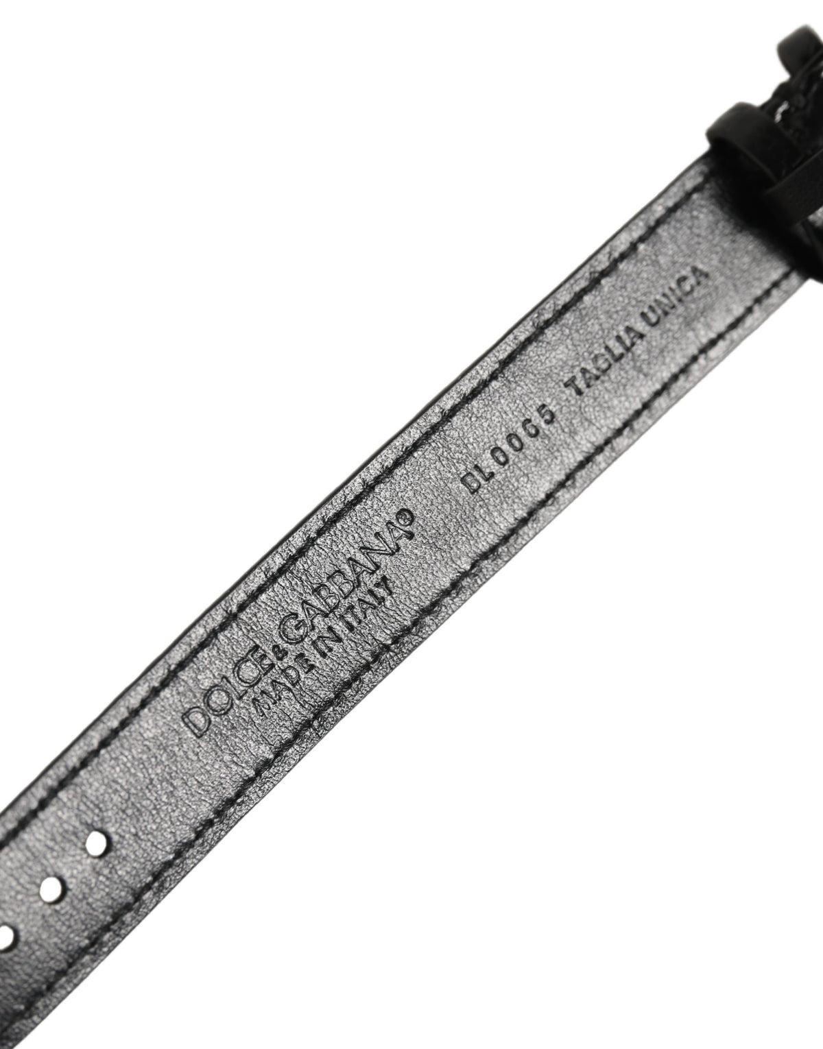 Dolce & Gabbana Black Structured Leather Belt Cuff with Gold Buckle