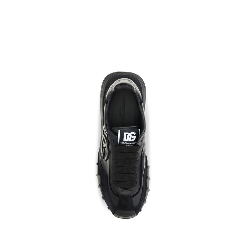 Dolce & Gabbana Schwarze Bos Taurus Kalbsleder Sneaker