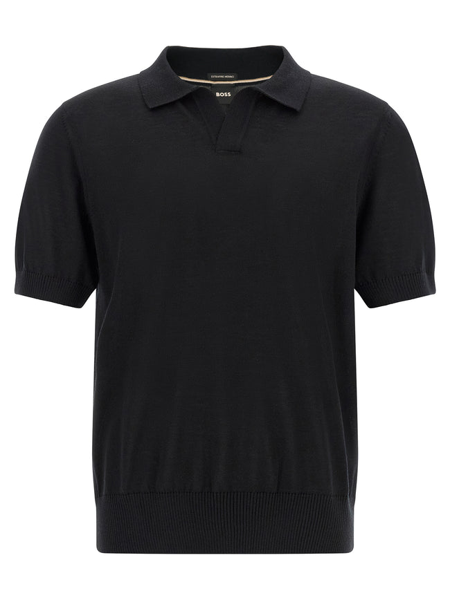 Hugo Boss Schwarzes Poloshirt aus reiner Schurwolle