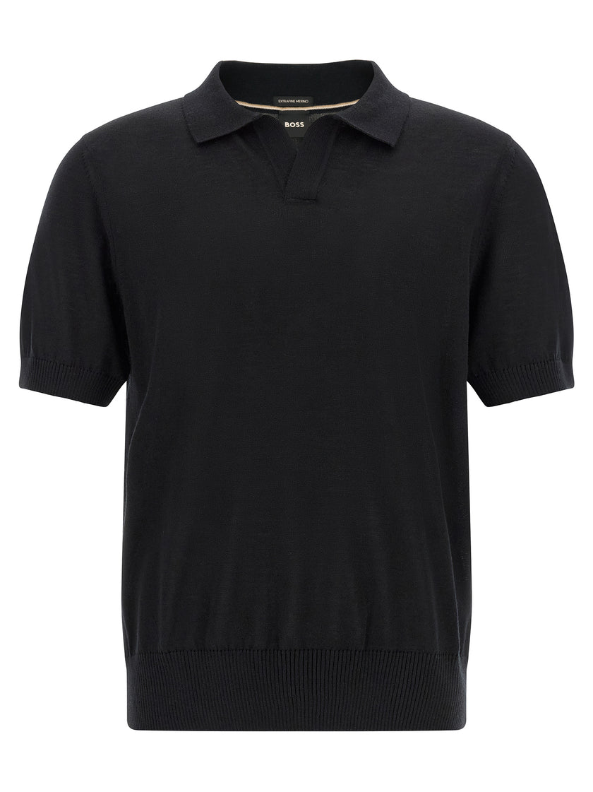 Hugo Boss Schwarzes Poloshirt aus reiner Schurwolle