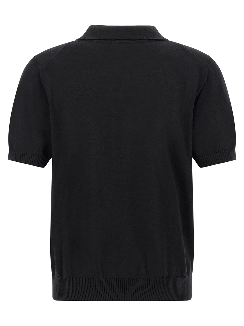 Hugo Boss Schwarzes Poloshirt aus reiner Schurwolle