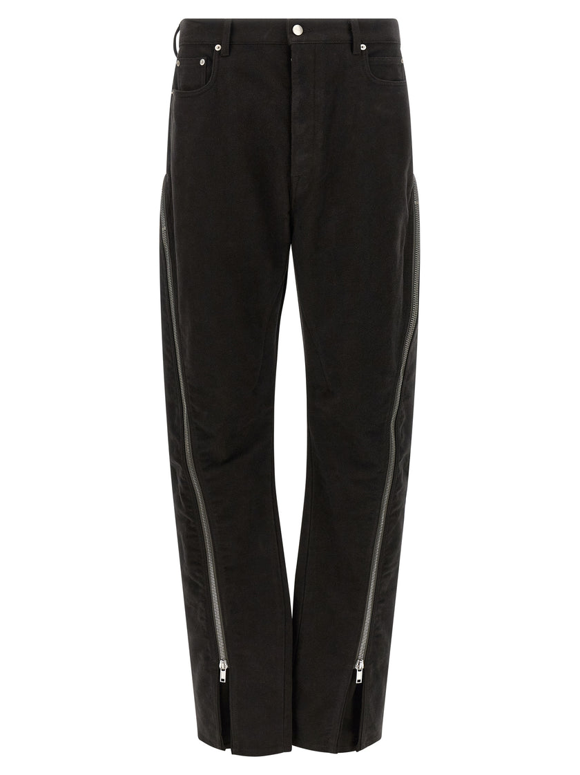Rick Owens Schwarze Baumwollhose mit ausgestelltem Bein