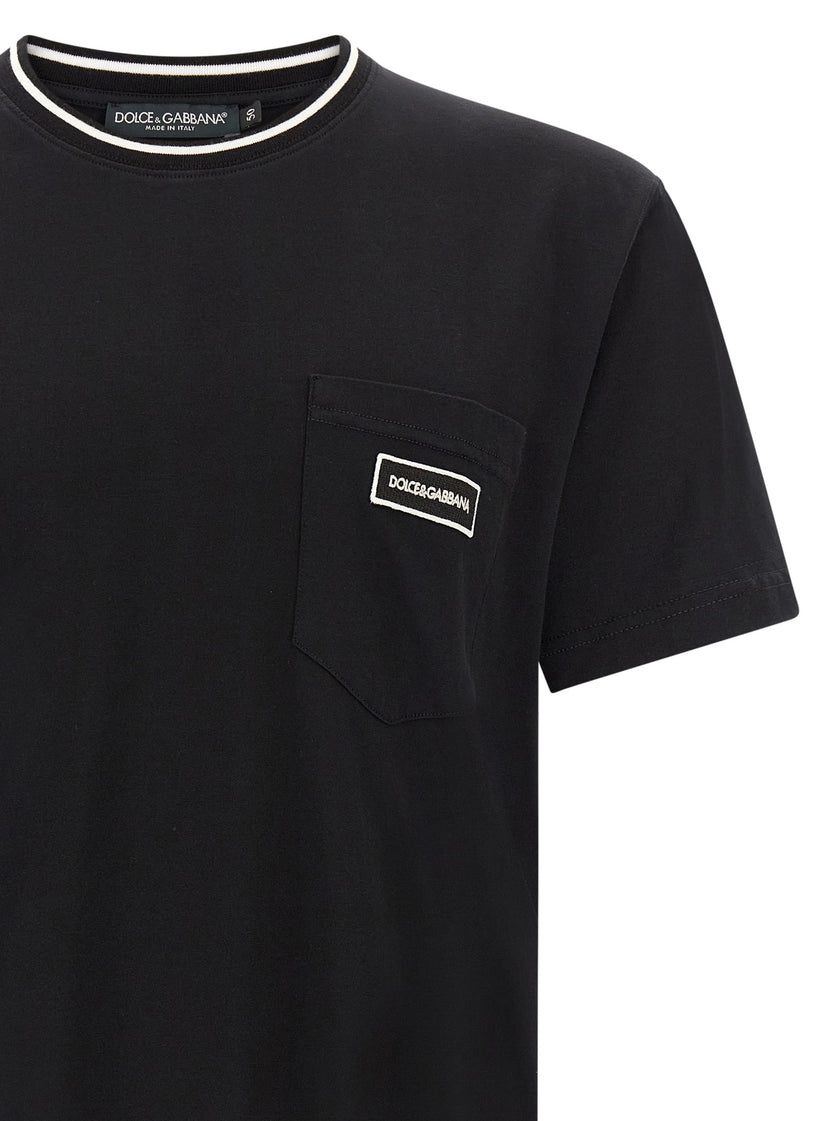 Dolce & Gabbana Schwarzes Baumwoll-T-Shirt
