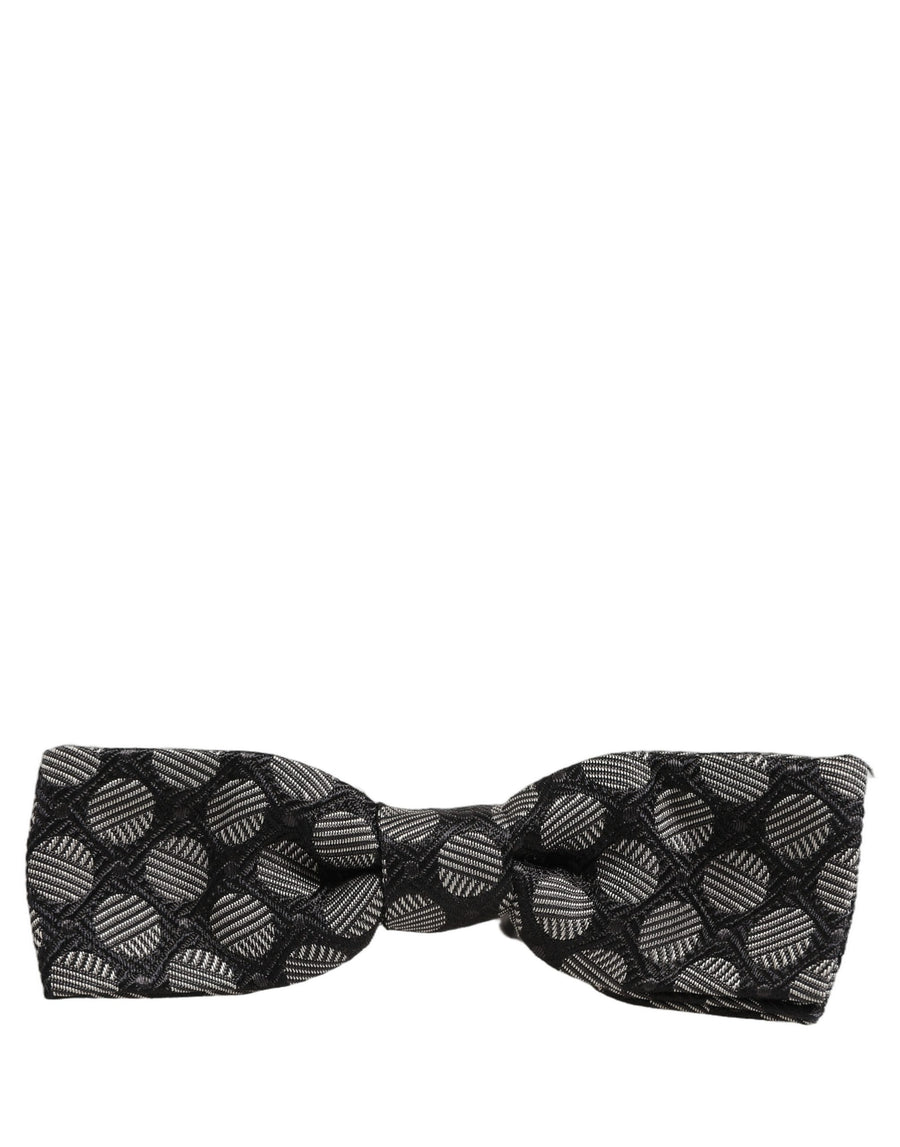 Dolce & Gabbana Black and White Geometric Silk Papillon Bow Tie, Adjustable