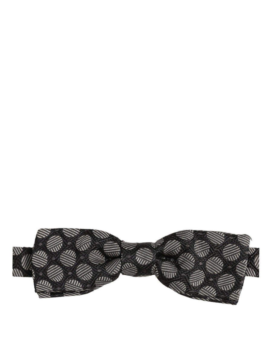 Dolce & Gabbana Black and White Geometric Silk Papillon Bow Tie, Adjustable