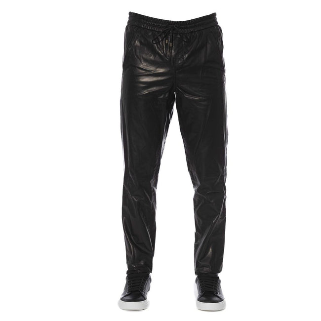 Trussardi Schwarze Herrenhose aus Lammleder