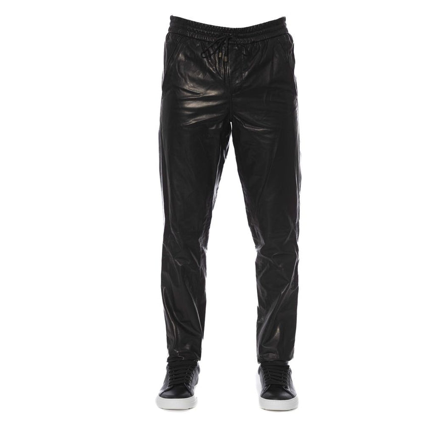 Trussardi Schwarze Herrenhose aus Lammleder
