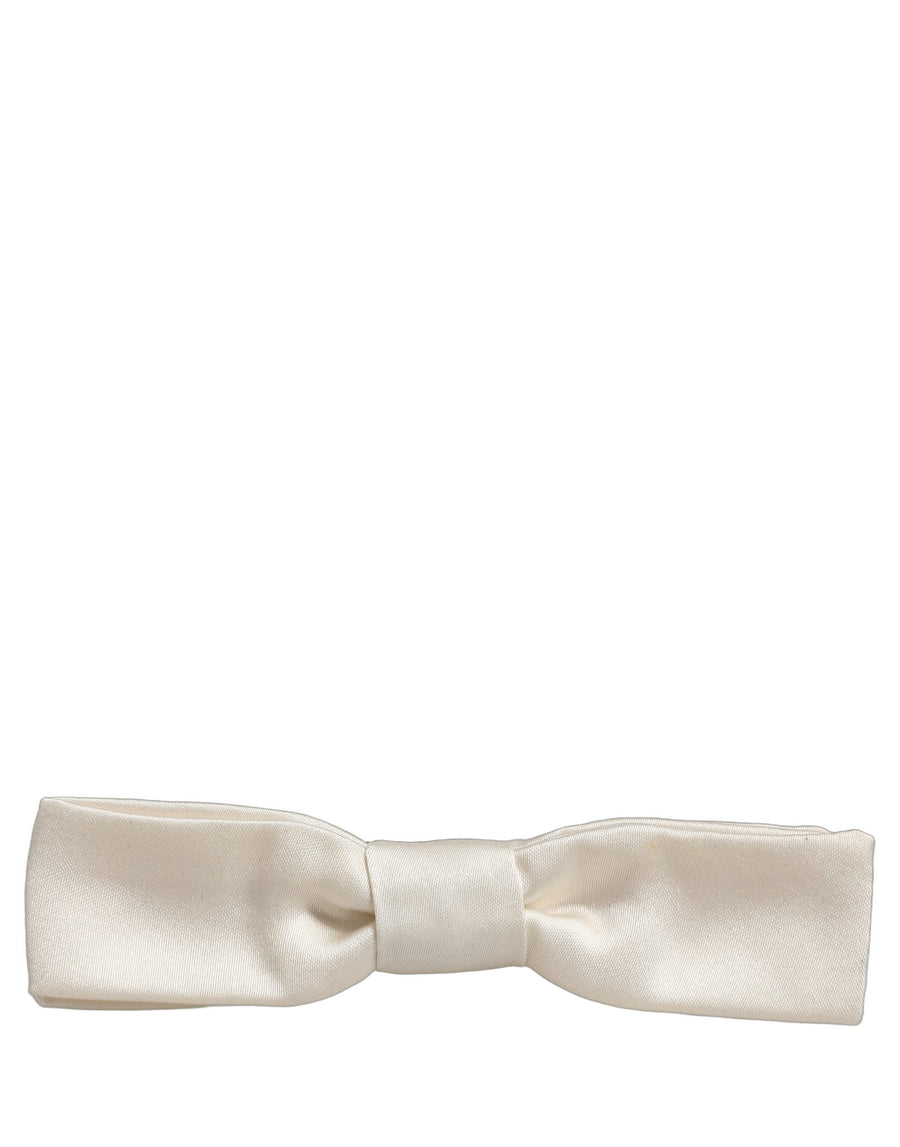 Dolce & Gabbana Men's Bow Tie, 100% Silk, White, Adjustable
