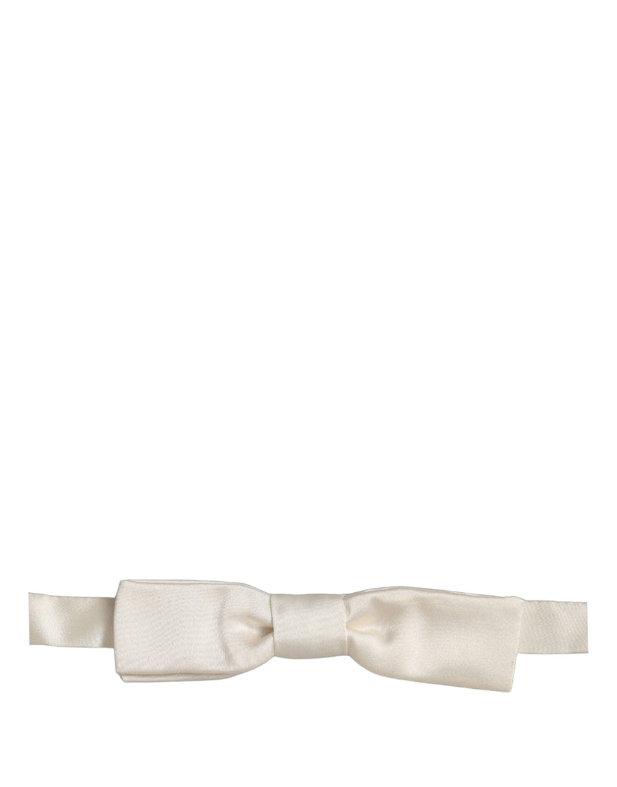 Dolce & Gabbana Men's Bow Tie, 100% Silk, White, Adjustable