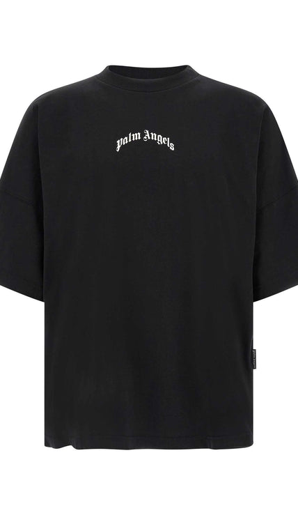 Palm Angels Bicolor Cotton T-Shirt in white and black with graphic print