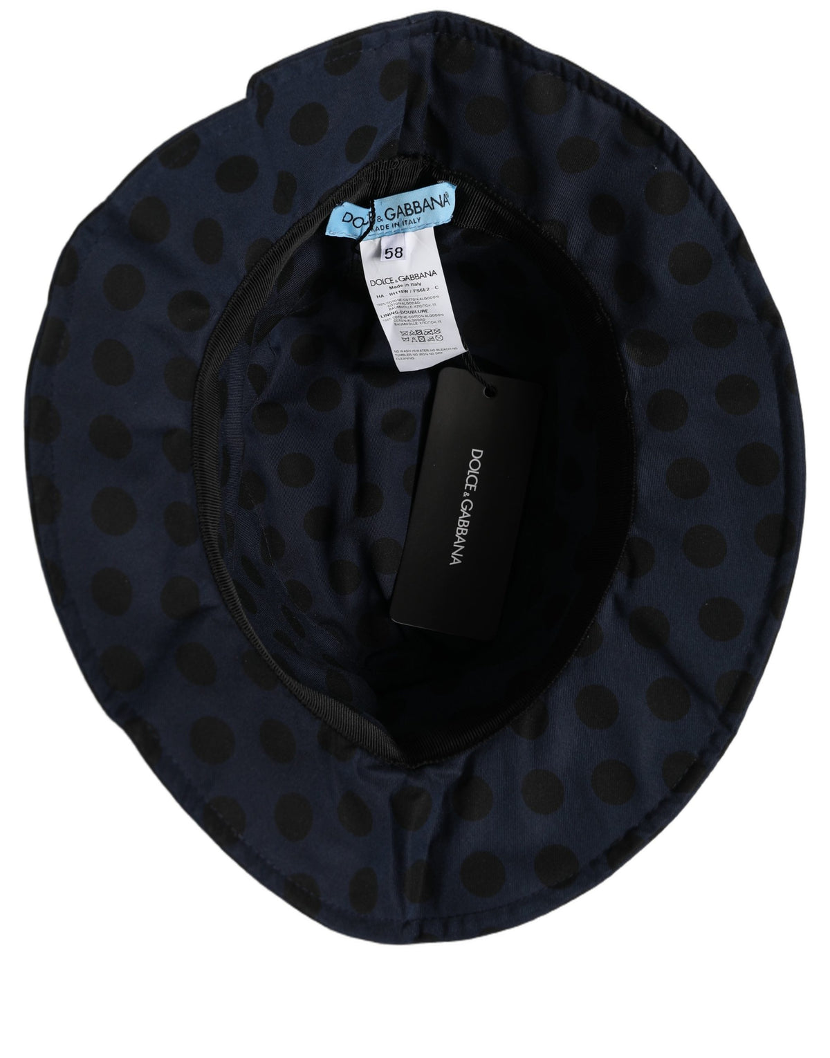 Dolce & Gabbana Blue Black Polka Dot Cotton Bucket Hat