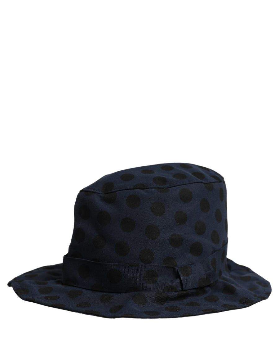 Dolce & Gabbana Blue Black Polka Dot Cotton Bucket Hat