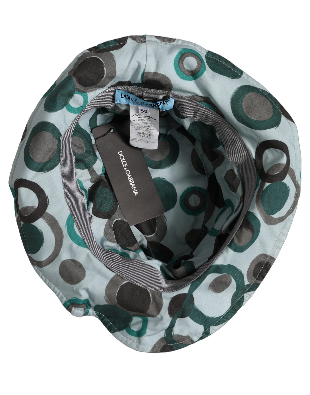 Dolce & Gabbana Cotton Bucket Hat with Large Polka Dot Print in Petrol