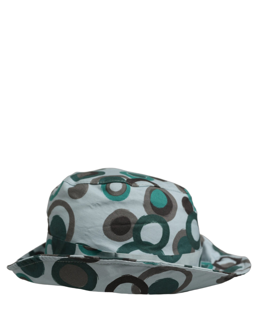 Dolce & Gabbana Cotton Bucket Hat with Large Polka Dot Print in Petrol