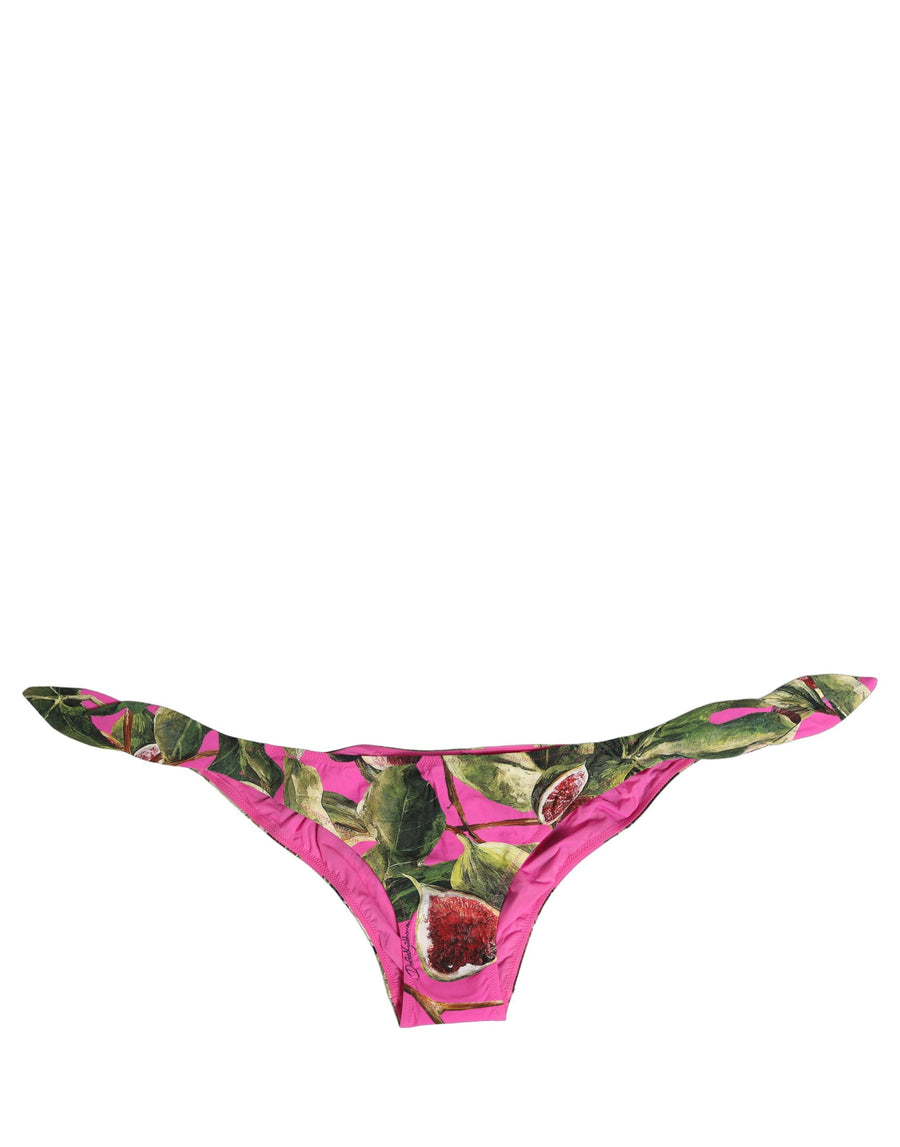 Dolce & Gabbana Fig-Print Bikini Bottoms in Fuchsia Pink