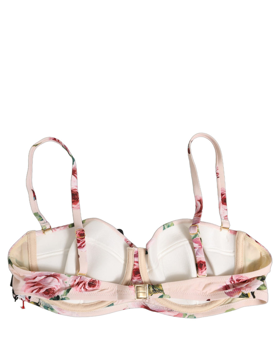Dolce & Gabbana Underwired Bikini Top with Pink Floral Print