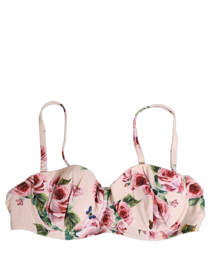Dolce & Gabbana Underwired Bikini Top with Pink Floral Print