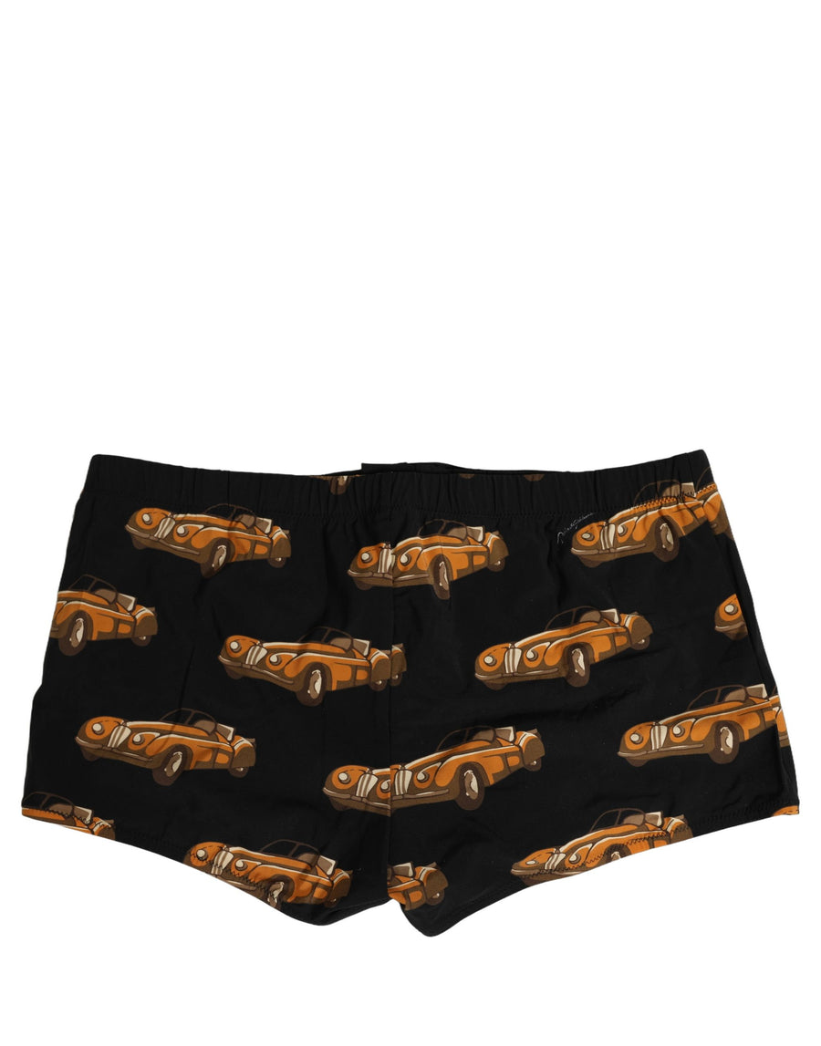 Dolce & Gabbana Swim Shorts with Black Car Print Beachwear Swimwear