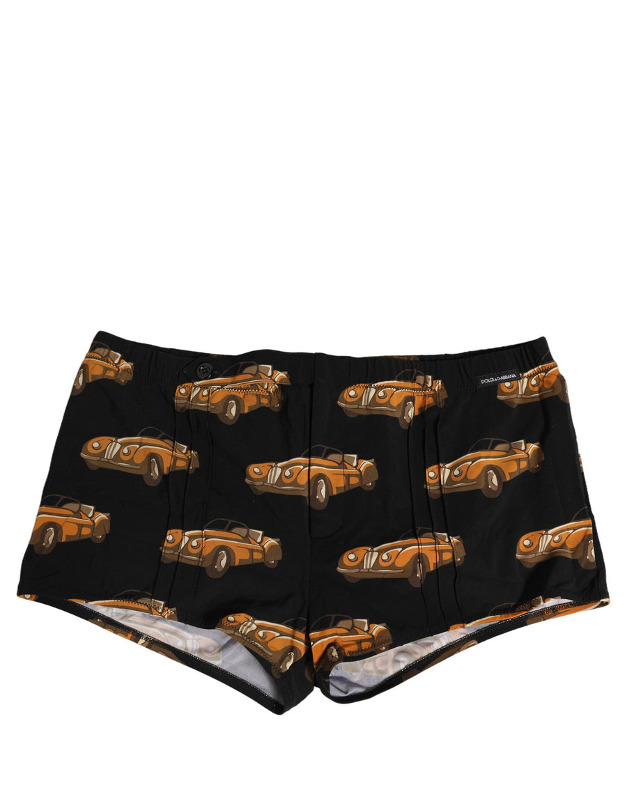 Dolce & Gabbana Swim Shorts with Black Car Print Beachwear Swimwear