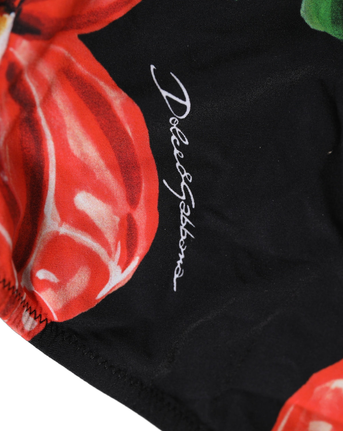 Dolce & Gabbana Black Floral Print Nylon Bikini Briefs